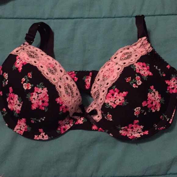 New Floral Bras w/ Lace - Black and Periwinkle - Picture 2 of 4